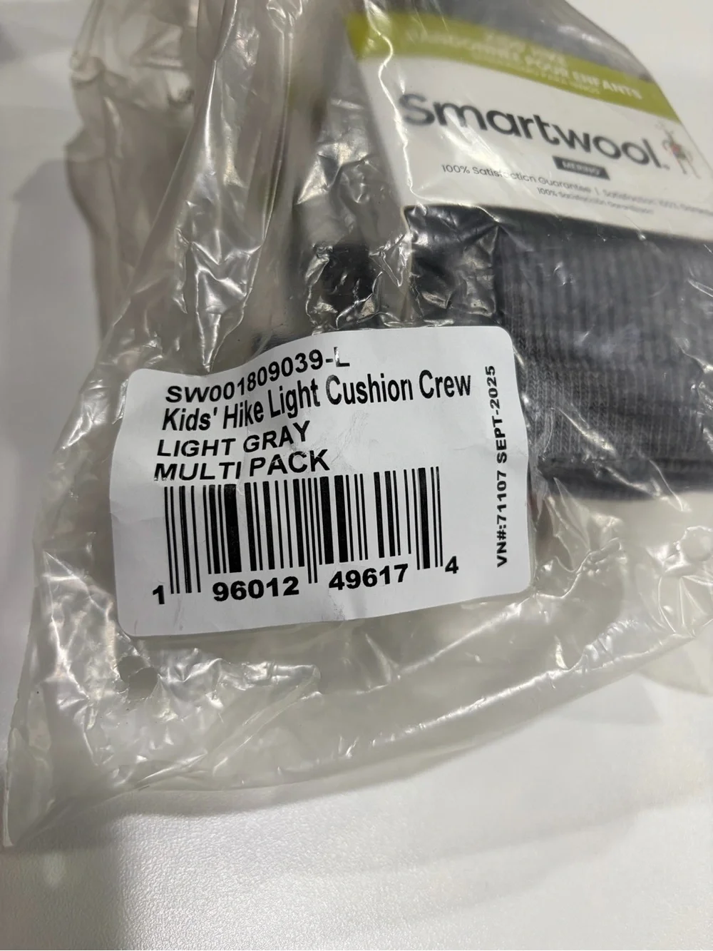 SmartWool Kids Large Light Cushion Hiking Socks 3-Pack Crew Grey Red NWT